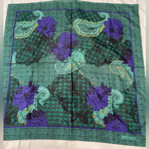 VINTAGE 80s Christian DIOR Scarf 100% Silk Echarpes Paisley Floral Scarf Korea - Picture 1 of 11